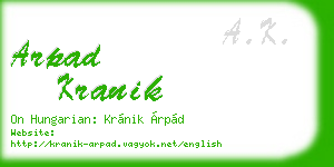 arpad kranik business card