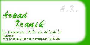 arpad kranik business card